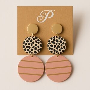 ❄️ Plunder | Earrings Graduating Circles Gold Wood Leopard Pink